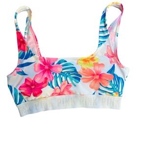 Victoria's Secret Pink Tropical Floral Print Sport Bra, Size S